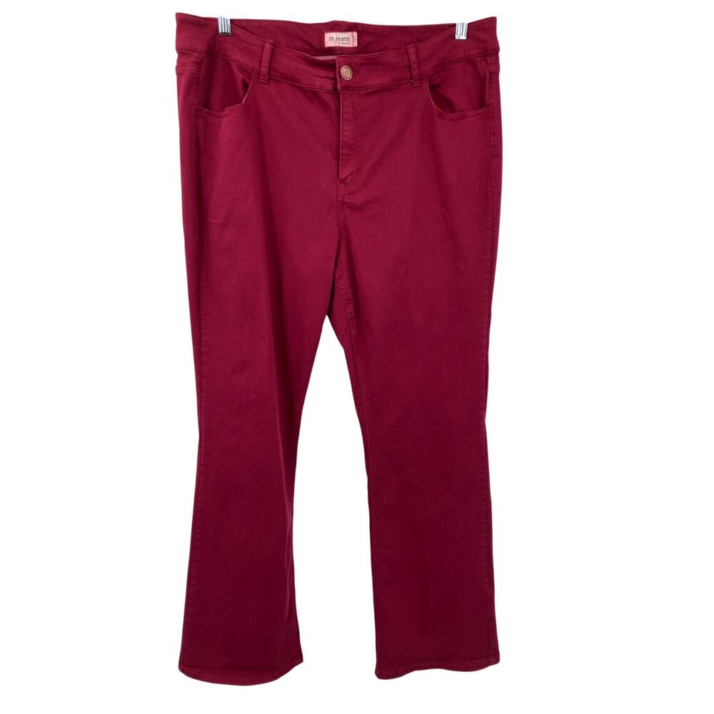 M Jeans Maurices Wine Red Maroon Slim Boot High Rise Zip Button Pockets Bootcut
